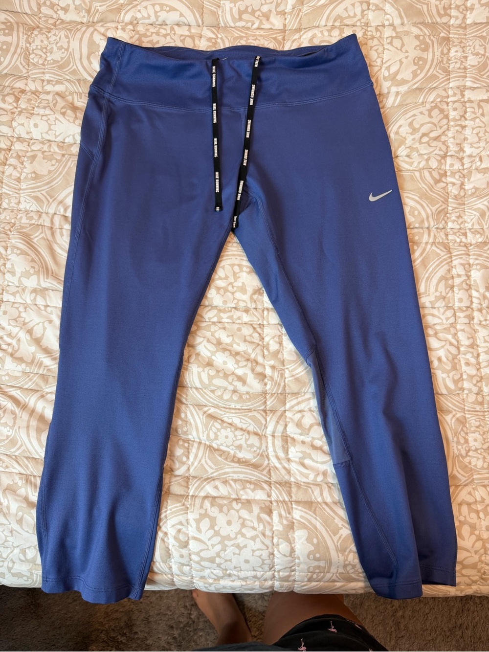 Nike Navy Blue Athletic. Running Leggings with Drawstring